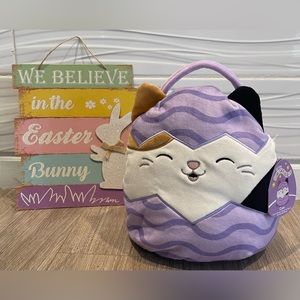 NWT 12” with handle Cam the Cat 🐱 Easter 🐣 Basket 🧺 Pail 🪣 Squishmallow